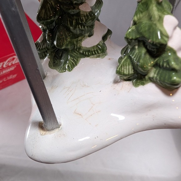 Coca Cola Snow Village Handpainted Ceramic Metal Billboard Accessory 54810 - Picture 4 of 6